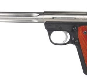 Mark III 22/45 Hunter .22 Long Rifle, 6.88″ Fluted Barrel, Satin Stainless Steel Finish, Fiber Optic Front Sight, Adjustable Rear Sight, 10 Round Mag