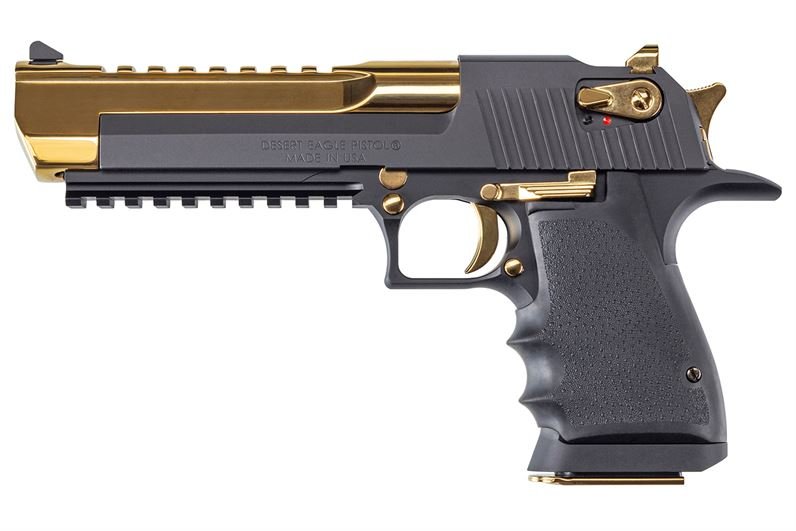 Magnum Research Mark XIX 44 Magnum Pistol with Titanium Gold Finish Barrel and Black Aluminum Frame