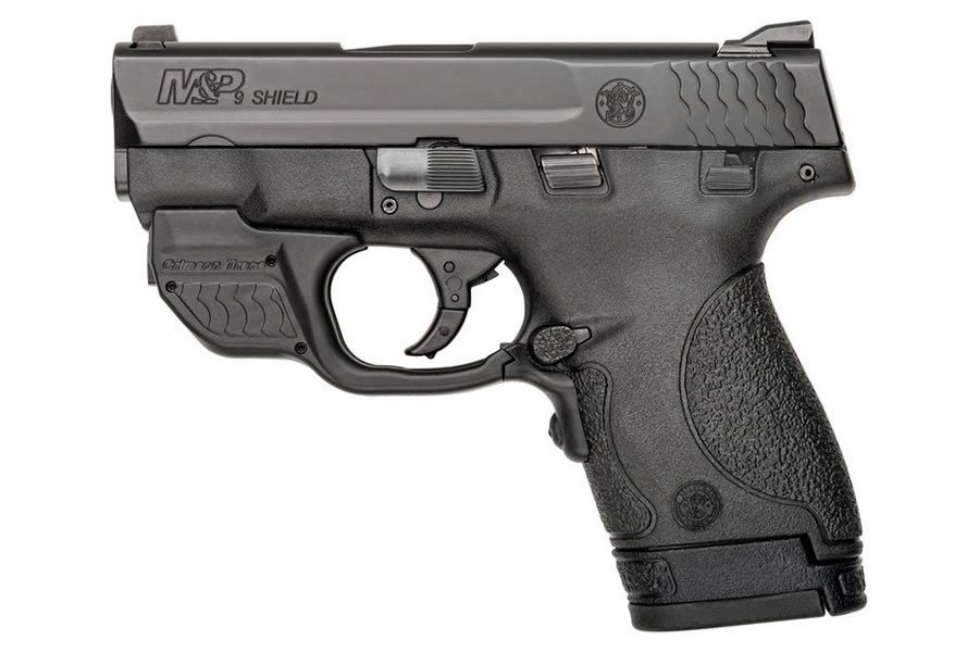 Smith & Wesson M&P9 Shield 9mm Centerfire Pistol with Green Crimson Trace Laserguard