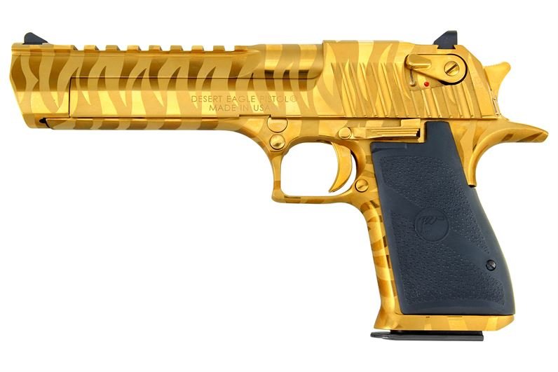 Magnum Research Mark XIX 357 Mag Titanium Gold Pistol with Tiger Stripes