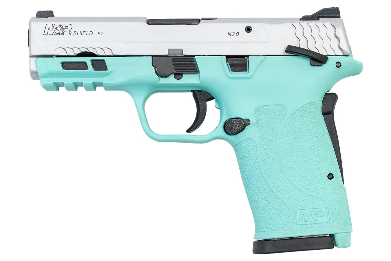 Smith & Wesson M&P9 Shield EZ 9mm Pistol with Robins Egg Blue Frame and Silver Slide