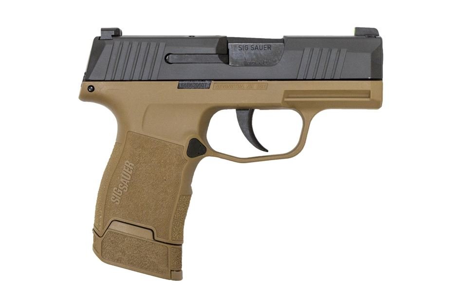 Sig Sauer P365 9mm TacPac with Coyote Tan Frame, Three Magazines and Holster