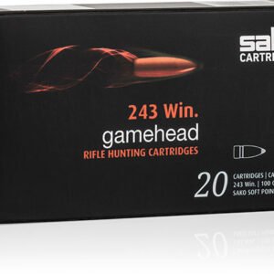 Sako Gamehead Rifle Ammunition C615113ESA10X, 243 Winchester, Spitzer-Nose Non-Bonded, 100 GR, 2969 fps, 20 Rd…