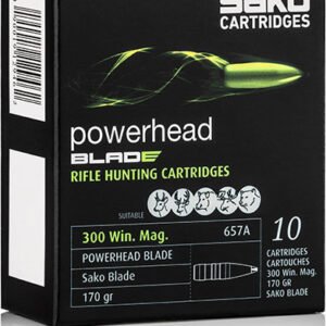 Sako Powerhead Blade Rifle Ammunition C633657ASB10X, 300 Win Mag, Lead Free Polymer Tip, 170 GR, 3084 fps, 10 …