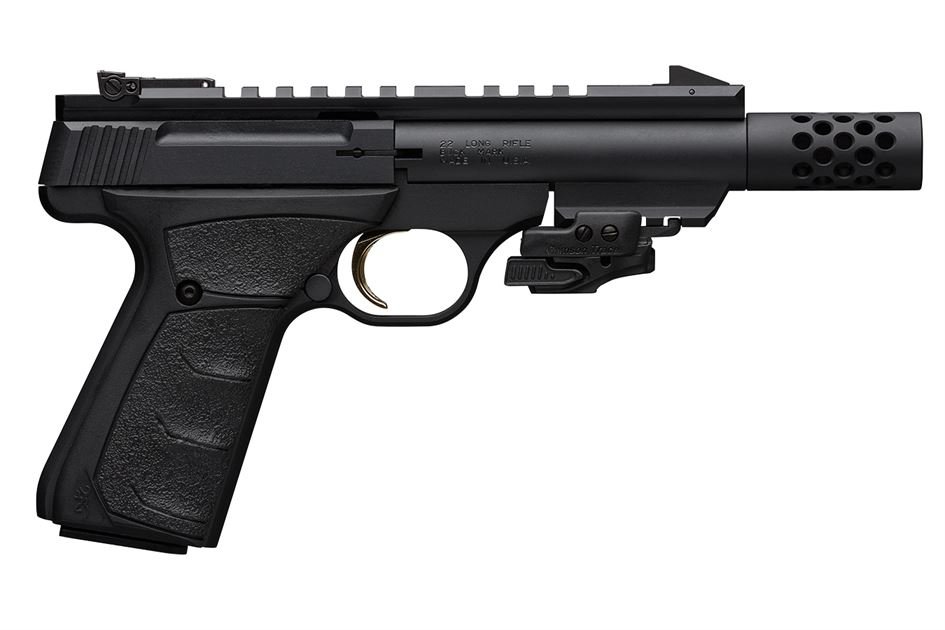 Browning Buck Mark Black Label 22LR Suppressor Ready Rimfire Pistol with Crimson Trace Laser