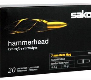 Sako Hammerhead Rifle Ammunition PC27026B, 7mm Remington Mag, Soft Point Bonded Core, 170 GR, 20 Rd/bx