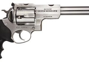 Ruger Super Redhawk Standard 44 RemMag 7.5″ 6 Round Black Hogue Tamer Grip SS