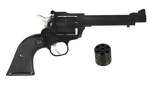 Ruger 10621 Single-Six Convertible 22LR/22Mag 5.5″ 6rd w/AS Blk Rubber Grip Blue