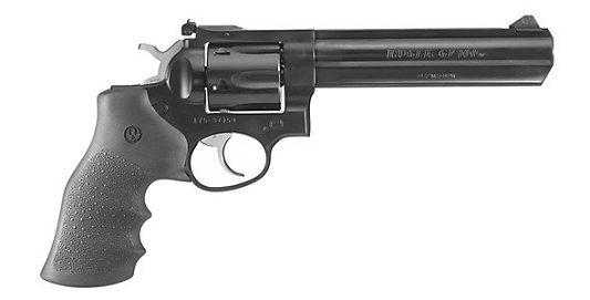 Ruger GP100 Std 357 Mag Heavy Barrel 6″ 6rd Black Hogue Monogrip Blue Steel