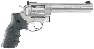 Ruger, GP100 Standard, Double-Action Revolver, 357 Mag, 6″ Barrel, Satin Stainless Finish, Stainless Steel, Hogue Monogrip Grips, Adjustable Rear & Ramp Front Sight, 6Rd